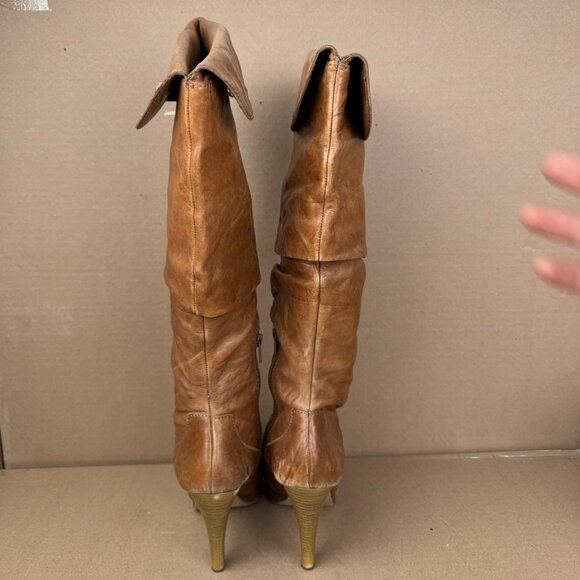 Jessica Simpson Cognac Leather Platform Slouch Boots Size 6.5B AS-IS/REPAIR - Picture 4 of 13